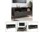 The Living Store Mobile Tv Nero 100,5X39X50,5 Cm Acciaio Laminato A Freddo