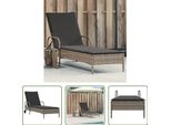 The Living Store Lettino Con Rotelle E Cuscino In Poly Rattan Grigio