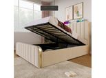 Letto Imbottito Flieks 160X200Cm Con Funzione Di Ricarica (Usb, Type-C), Letto Matrimoniale Contenitore Con Rete A Doghe, Letto A Molle Idrauliche Per Ragazzi, Biancheria