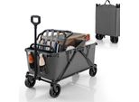 Costway Carrello Manuale Pieghevole, Carrello Manuale Con Manico Regolabile, Portabicchieri E Borsa Portaoggetti, Carrello Da Giardino Con Capacità Di Carico Fino A 100 Kg, Grigio