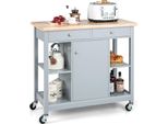 Costway Carrello Da Cucina Su Ruote, Isola Da Cucina Con Piano Di Lavoro 2 Cassetti E Ripiani Regolabili, Carrello Da Cucina 99X46X90Cm Grigio