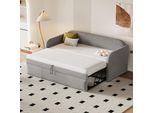 Divano Letto Flieks 90X190Cm/180X190Cm, Divano Letto Imbottito Con Letto Estraibile, Letto Singolo Per Ragazzi Con Rete A Doghe, Biancheria Da Giorno, Grigio