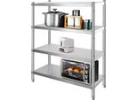 Scaffale In Acciaio Inox - Scaffale Per Catering - Scaffale Per Stoccaggio - 150 Kg - Scaffale Per Cucina E Stoccaggio - 155X120X48 Cm - Scaffale In Piedi