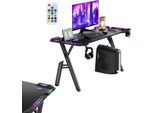 Sessamen-Lp Scrivania Da Gioco 140X60X74 Cm Scrivania In Piedi In Tavolo Da Gioco Scrivania Per Computer Di Grandi Dimensioni Scrivania Per Pc Con Telaio A L, Nero In Fibra Di Carbonio