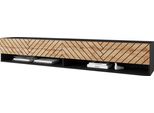Minio, Mobile Tv, Lavagna Tv "Anne"", 180 Cm, In Piedi, Sospeso, Led, Pannello Frontale In Mdf Con Motivo A Spina Di Pesce, Colore Rovere Nero/Votano"