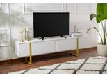 Skye Decor, Serenity - Bianco, Oro, Supporto Tv, Bianco, 100 % Truciolato Rivestito In Melamina, 180 X 29,5 X 50