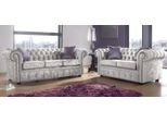 Set Di Divani Chesterfield 3+2 Posti Divano Classico Barocco Rococò In Pelle Tessile