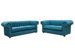 Set Di Divani 3+2 Posti Divano Classico Di Lusso Chesterfield In Pelle Tessile