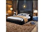 Chesterfield Camera Da Letto Letti Tessile 180X200Cm Velluto Big Hotel Nero