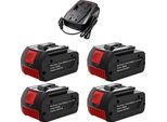 Batteria Sostitutiva Bosch 18V, Capacità 6000Mah, Caricabatterie Rapido 4A, 4 Batterie 1 Caricabatterie