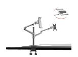 Supporto Per Monitor, Supporta Schermi Da 17-32 Pollici, Regolabile In Altezza, Rotazione A 360° , Argento