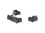 Set Divano 3 Pezzi 3 Posti 2X Poltrona Colore Nero Soggiorno Studio