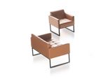 Set Studio Marrone 2 Posti Con Poltrona Unicolor Stile Moderno