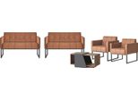 Set Studio 5 Pezzi Marrone 2X 2 Posti 2X Poltrona Tavolino Stile Grigio