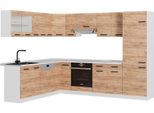 Vicco Cucina Angolare Completa R-Line, 227 X 287 Cm Pl Marmo, Quercia Dorata/Bianco/Bianco