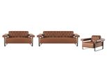 Divani Completi In Pelle Marrone Acciaio Inox Divano 3 Posti 2 Posti Chesterfield