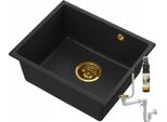 Granitan | Granitspüle Manado 50 - Gold - Einbau, Hochwertiges Design - Mit Syphon und Pflegeprodukt