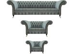 Set Di Divani 3 Pezzi Grigi Poltrone Di Lusso Arredamento Per Il Soggiorno Chesterfield