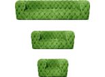 Set Di Divani Chesterfield Completo Di 3 Pezzi Soggiorno Moderno Tessile Nuovi Mobili Per Sedersi