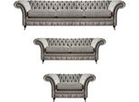 Mobili Sedute Set Completo 3 Pezzi Divani Nuovo Grigio Poltrone Soggiorno Chesterfield