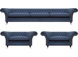 Set Di Divani Moderni Di Lusso Blu Con Design A 3 Pezzi Per Il Soggiorno Chesterfield