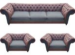 Set Di Divani In Pelle A 3 Posti Moderno Completo Di Set Imbottito Chesterfield