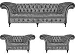 Set Da Salotto Grigio 3 Pezzi Di Design Set Di Divani Imbottiti Chesterfield