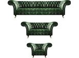 Set Di Divani In Pelle Verde Set Di Divani Da Salotto A 3 Pezzi Mobili Imbottiti Chesterfield