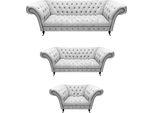 Set Di Divani Bianchi 3 Pezzi Chesterfield Design Moderno Divano Imbottito Da Salotto