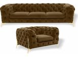 Italia Mobili Set Divano 3+1 Posti Design Divano Imbottito Divani Chesterfield