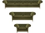 Set Completo Di Mobili Imbottiti Moderni Verdi Set Di Divani A 3 Pezzi Di Design Chesterfield
