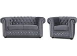 Set Divano Chesterfield 2+1 Posti Design Divano Imbottito Nuovo