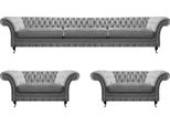 Mobili Divano Set Divano Divano Tappezzeria Divano Set 3Pcs Grigio Chesterfield Set