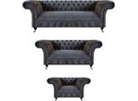 Soggiorno Grigio Mobili 2X Divani Arredamento Poltrone Nuovo Divano Set Chesterfield