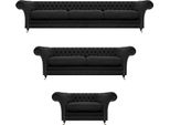 Tessuto Tessile Mobili Imbottiti Nero Divano Set Designer Completo Chesterfield