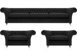 Mobili Di Design Set Di Divani Neri 3Pcs Soggiorno Divani Chesterfield
