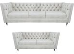 Bianco 2X Divani Set Completo Di Divani Soggiorno In Pelle Imbottiti Chesterfield