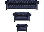 Set Di Divani Chesterfield Blu Set Di 3 Pezzi Arredamento Per Il Soggiorno Mobili Imbottiti