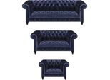 Set Di Divani 3 Pezzi Blu Chesterfield Arredamento Soggiorno Set Completo Nuovo
