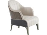 Poltrona Soggiorno Design Moderno Beige Legno Pelle Lusso Lounge Club Mobili Televisione
