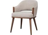 Sedia Imbottita Beige Struttura In Legno Sedia Da Cucina Poltrona Poltrona Braccioli Sedia