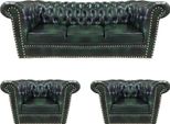 Set Di Divani 3 Pezzi Divano Imbottito Chesterfield Design 2X Poltrona Divano In Pelle Nuovo