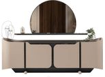 Credenza Cassettiera Con Specchio Mobile Legno Beige Set Moderno