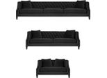 Set Di Divani Chesterfield 2X Divani Poltrona Chesterfield Tessuto Di Rivestimento Nero