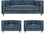Set Di Divani Grigi Di Design A 3 Pezzi In Tessuto Moderno Per Il Soggiorno Chesterfield
