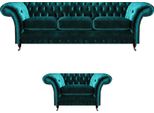 Set Di Divani Soggiorno 2Pcs Tre Posti Divano Divano Chesterfield Poltrona