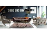 Set Di Divani 3+3+1 Posti Design Divano Imbottito Tessile Chesterfield