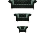 Set Di Divani 3 Pezzi Imbottiti Tre Posti Con Divani A Due Posti Chesterfield