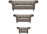 Set Di Divani Grigi A Due Posti 3 Pezzi Divano A Tre Posti Poltrona Di Design Chesterfield