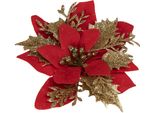 Stella Di Natale Artificiale Clayre & Eef Ø 14X5 Cm In Plastica Color Oro Rosso